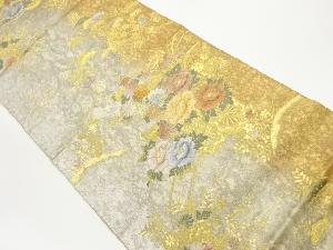 陶漆箔秀麗花俥模様織出し袋帯